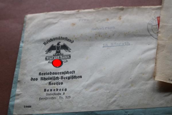 alter Brief mit Inhalt vom Reichsnährbund Kreisbauernschaft Bensberg